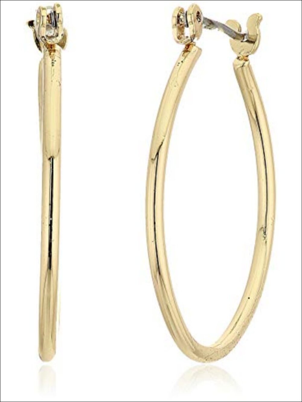 Gold Tone Teardrop Hoop Earrings 1 Inch Click-Top Lightweight